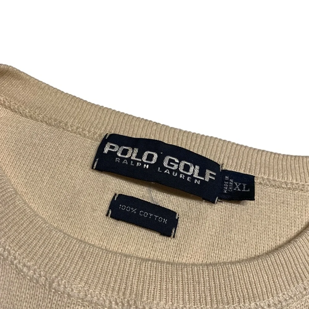 Vintage Polo Golf Ralph Lauren Embroidered Crest Sweatshirt Cream Men XL
